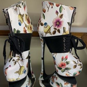 Show story platform stiletto booties.